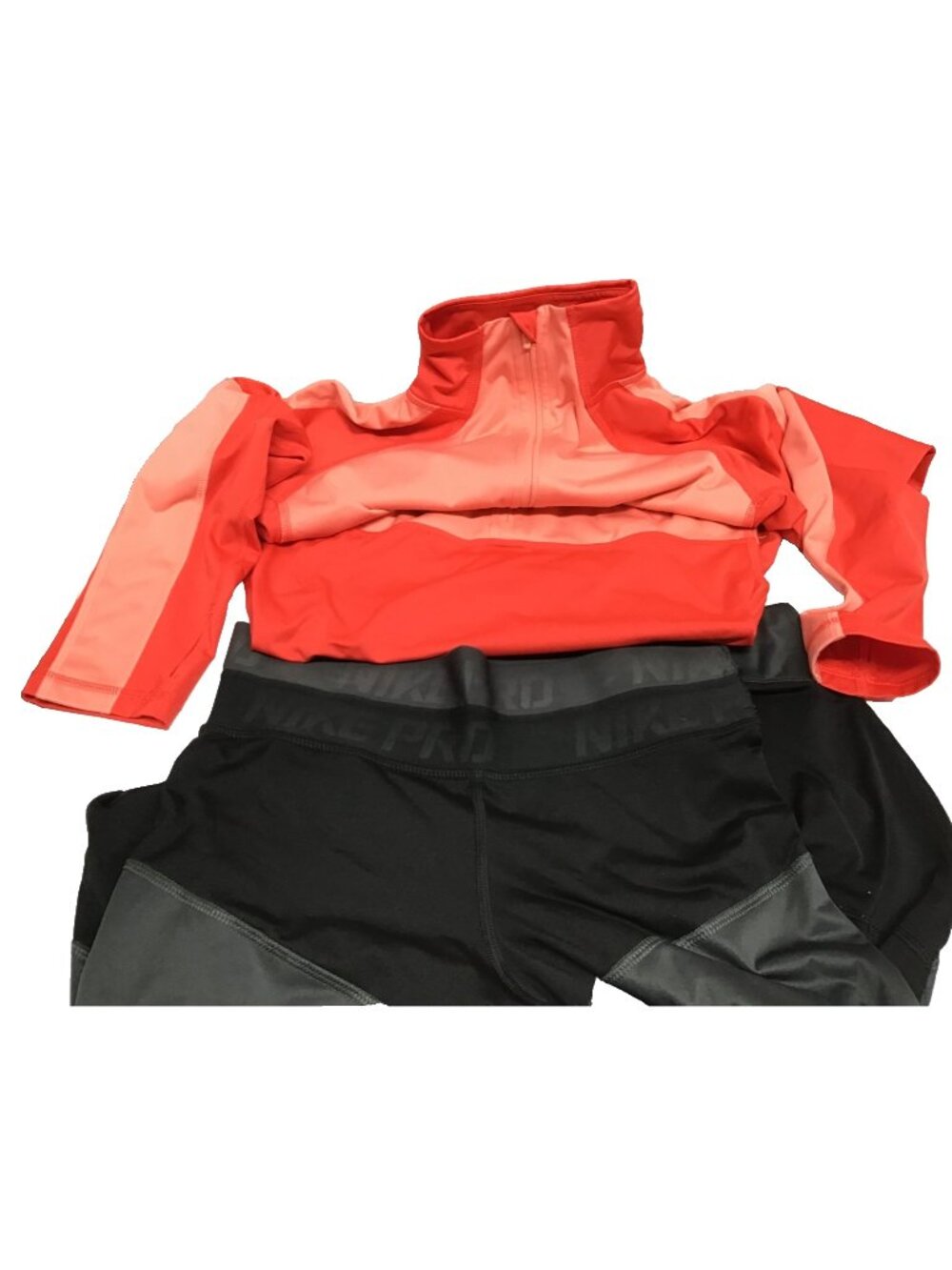 Nike Pro Hyperwarm Women's Small Training Orange Top and Black Leggings Set